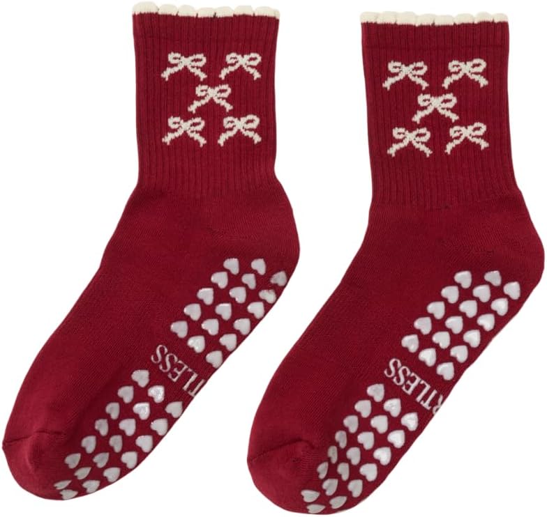 Shapes Studio Crew Half Calf Grip Socks, Cutest Fruits Pilates Socks, Ruffle socks, Non-Slip, Barre Yoga Fitness - Image 1